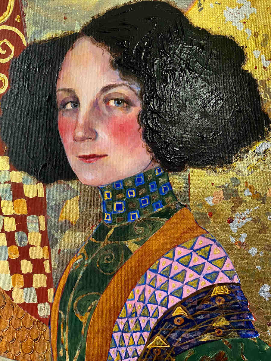 Close up of portrait - colours accurate, but overall appearance on actual painting is softer