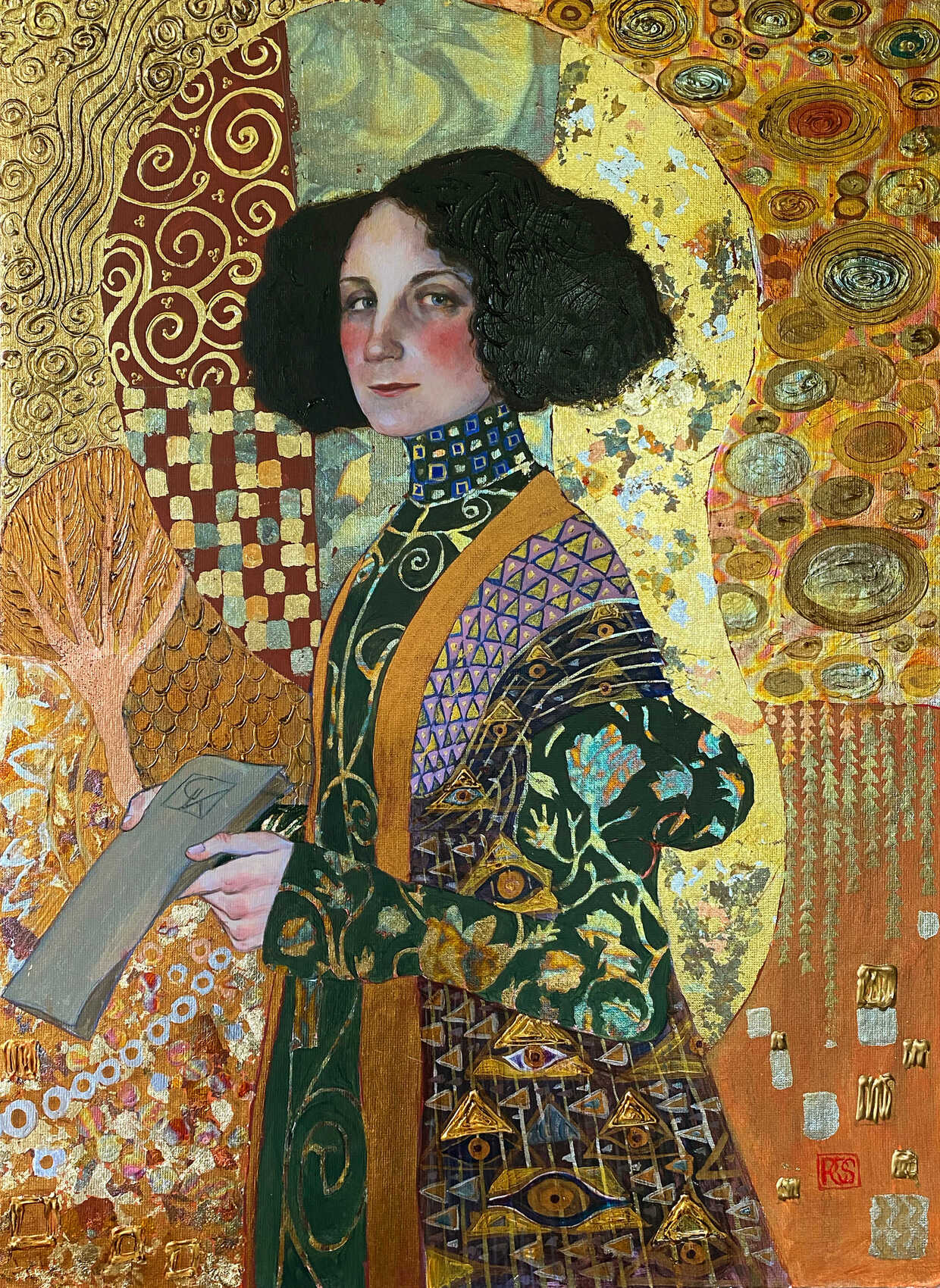 Details of raised gold leaf